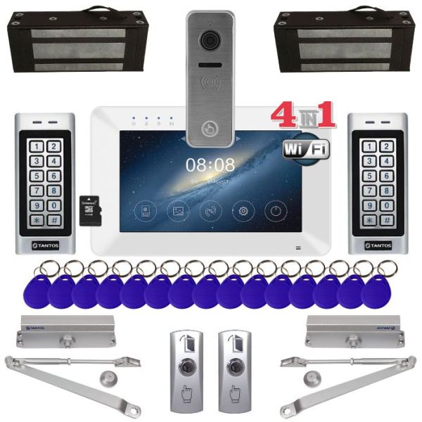 Комплект СКУД Tantos с видеодомофоном, кодовыми панелями