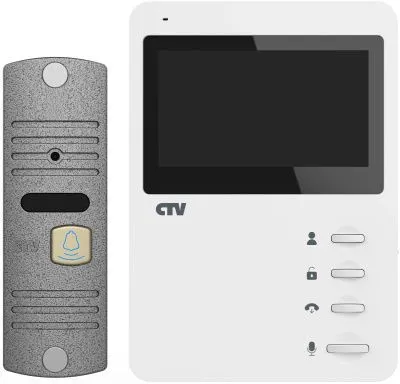 Комплект видеодомофона CTV-DP1400N (Белый монитор + панель серебро)